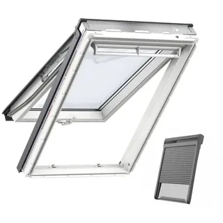 VELUX GPU 0070 inklusive Solar-Rollladen Klapp-Schwingfenster zweifach verglast Sparpaket mit Eindeckrahmen