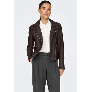 Lederimitatjacke ONLY "ONLGEMMA FAUX LEATHER BIKER OTW NOOS", Damen, Gr. 38, chocolate torte, Web, Obermaterial: 100% Viskose, unifarben, mit Reißverschluss, Jacken Lederimitatjacke, im Biker-Style, Topseller