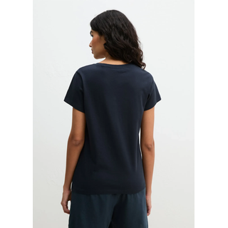 Pyjamaoberteil MARC O'POLO "Mix N Match Cotton Top SS", Damen, Gr. L, blau (schwarz navy), Jersey, Obermaterial: 100% Baumwolle, Basic hüftlang, Rundhals, Shirts Pyjamaoberteil, mit Rundhalsausschnitt und kurzem Arm