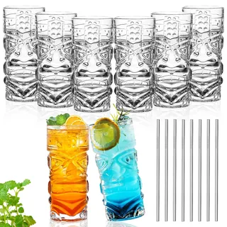 INFTYLE Kunststoff Tiki Becher 18 Oz, klare Tiki Gläser moderne Bar Becher (8)