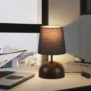 ZMH Nachttischlampe Tischlampe mit Kabel - Tischleuchte Schwarz Klein Nachtlampe Schlafzimmer Stoff Bettlampe Modern Design Schreibtischlampe für Wohnzimmer Büro Bett Tisch Fenster Hotel - Schwarz