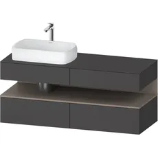 Duravit Qatego Konsolenwaschtischunterbau, 2 Auszüge, 2 Schubkästen, Ausschnitt links, 1400x550x600mm, Nische Basalt Matt, QA4765043, Farbe: Graphit matt