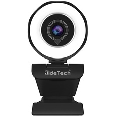 JideTech Webcam mit Mikrofon, 4MP FHD 30fps USB Streaming Ringlicht Webcam mit Stativ, Computerkamera Plug and Play Facecam für Windows/Mac (2K)