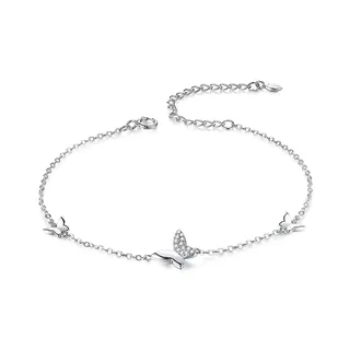 Belons Damen Armband 925 Sterling Silber Zirkonia Schmetterling Charm Armband Mädchen Armkette Armkettchen Kinder Fußkettchen, Silber/Gold (Silber)