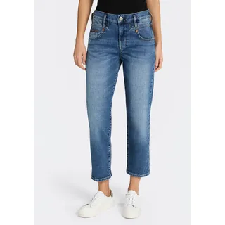 5-Pocket-Jeans HERRLICHER "Breezy Cropped Denim", Damen, Gr. 30, N-Gr, blau (blau vibe), Denim/Jeans, Obermaterial: 99% Baumwolle, 1% Elasthan, straight fit 7/8-Länge, Jeans 5-Pocket-Jeans, Straight Fit