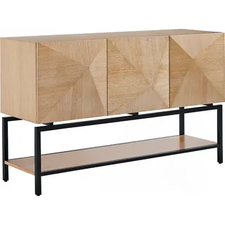 KAWOLA Sideboard ANJO 3 Türen 1 Ablage Eiche furniert braun Metall schwarz pulverbeschichtet - Braun