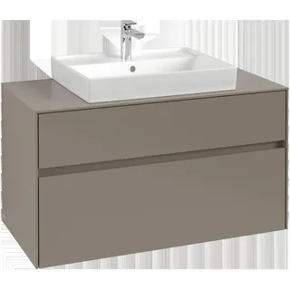 Villeroy & Boch Collaro Waschbeckenunterschrank, 2 Auszüge, Waschbecken mittig, Wandmontage, 1000x548x500mm, C01900VN, Farbe: Front/Korpus: Cashmere Grey, Griff: Cashmere Grey