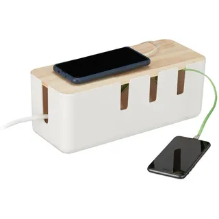Relaxdays Kabelbox 32 x 15 x 14,5 cm 1-tlg. braun