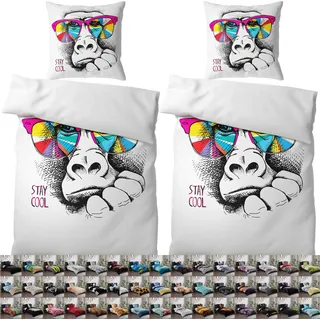 SANILO® Bettwäsche 135x200 cm, 100% feinste Baumwolle, 4-teilig, Bettbezug, Kissenbezug 80x80cm - Stay Cool