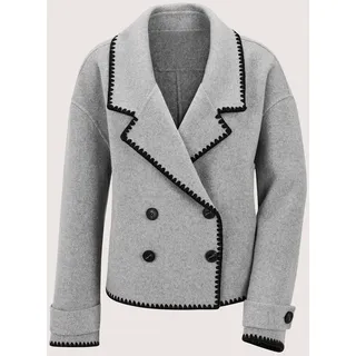 MADELEINE Kurzjacke "Kurzjacke Elegante Wolljacke mit Reverskragen" Doubleface, Handstick Verabeitung, steingrau, schwarz