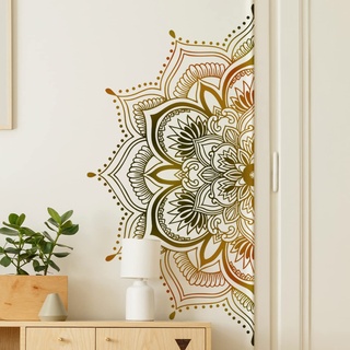 COVPAW Wandtattoo Wandaufkleber Mandala Gold Gelb Wohnzimmer Schlafzimmer Wandsticker Wandbild Boho Style Flur Yoga Wanddeko (Mandala B)