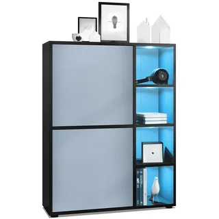 Vladon Highboard Cuba Türen in Denim matt , Pastellblau , Holzwerkstoff , 79x105.5x35.5 cm , Kleinmöbel, Kommoden, Highboards