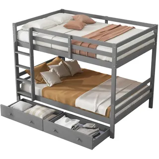 Flieks Etagenbett 140x200cm Grau Kinderbetten Schubladen Stauraum , Holz , 140x200 cm , Babymöbel & Kindermöbel, Kinderzimmer & Jugendzimmer, Stockbetten