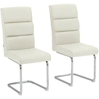 Mid.you Schwingstuhl-Set , Weiß , Metall, Leder , Lederlook , Uni , C-Form , 43x104x62 cm , gastro- und objekttauglich , Esszimmer, Stühle, Lederstühle