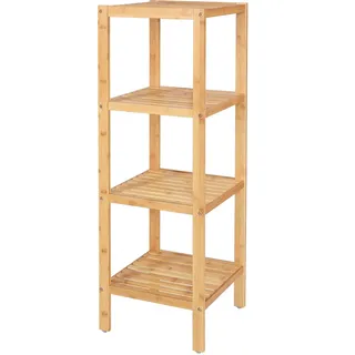 dibea Standregal Bambus, 4-stöckig, platzsparend & robust, nachhaltiges Holzregal mit rutschfesten Füßen, 33x33x98 cm, natur - Braun