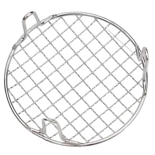 Rundes Grillrost, Edelstahl, rundes Grillnetz, Backblech, Grillgitter, mit Bein zum Backen, Kochen, Dämpfen, Grillen, perfekt für Outdoor-Grill und Picknicks (15 cm)
