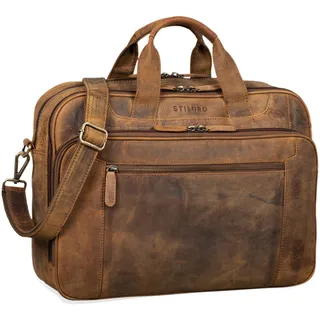 STILORD Herren-Businesstasche aus Leder braun - große 15,6 Zoll Laptoptasche - Männer-Aktentasche - Vintage Umhängetasche aus Rindsleder 'Nelson'