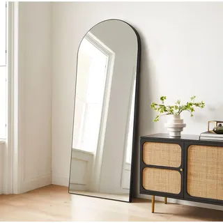 PexFix Ganzkörperspiegel, 165 x 55 cm, schwarzer gewölbter Spiegel, großer Bodenspiegel, stehend, lehnend, hängend, 165 x 55 cm, Schwarz