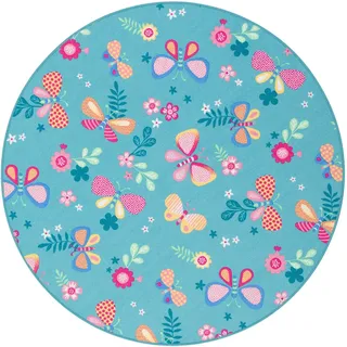 Snapstyle Kinder Spiel Teppich Schmetterling Rund , Textil , Animalprint , Rund , 100x100 cm , Teppiche und Böden, Teppiche, Kinderteppiche