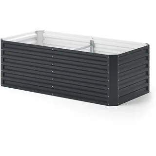 OK-Living Hochbeet Anthrazit 180 x 60 cm , Metall , Rechteckig , 180x60x60 cm , Gartenzubehör, Hochbeete