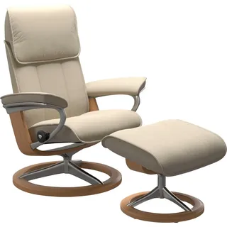 Stressless Relaxsessel Admiral Leder 84 x 100 x 73 cm Beige mit Hocker