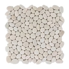 Mosaikmatte Flusskiesel White matt 30 cm x 30 cm