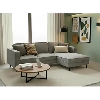 Trendmanufaktur Eckschlafsofa , Grau , Metall , Füllung: Schaumstoff , 232x161 cm , Made in Eu , Schlafen auf Sitzhöhe, Rücken echt, Armteil links, Armteil rechts , Wohnzimmer, Sofas & Couches, Schlafsofas, Sonstige Schlafsofas