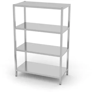 HENDI Aufbewahrungsregal, Regalsystem, 4 Böden, verschraubt, mit höhenverstellbaren Füßen, Max. 70kg pro Boden, 600x400x(H)1800mm, Edelstahl