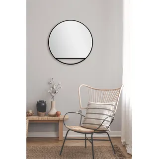 Wandspiegel rund Talos Black Hole Matt Ø 60 cm - Badspiegel mit  hochwertigem, umlaufenden Aluminiumrahmen in matt schwarz - Badezimmerspiegel - Schwarz