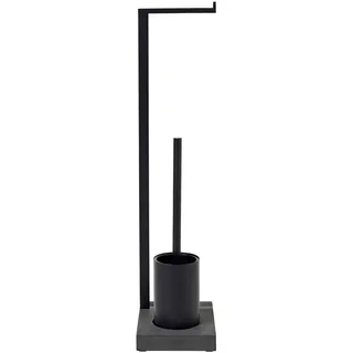 blomus Stand WC-Garnitur MENOTO | Freistehender Toilettenbutler aus pulverbeschichtetem Edelstahl | 63,5H x 15B x 20T cm