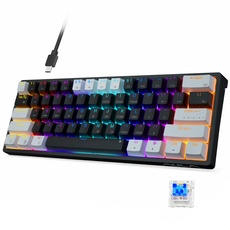 AULA Gaming Keyboard 60 Prozent - Anpassbare RGB-Beleuchtung für Gaming Tastatur Klein für PC, Hot-Swap-fähig Beleuchtete Tastatur Mechanisch, Typ-C Gaming Tastatur 60 Prozent,Blaue Schaltern
