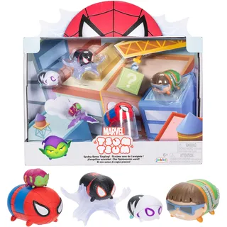 Disney Tsum Tsum Marvel Spiderman Deluxe Themen-Geschenkset, Figuren 7 cm groß und stapelbar, enthält großen Spider-Man, Geisterspinne und mehr, für Kinder ab 6 Jahren