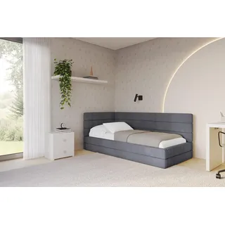 altdecor Jugendbett BEMY 90 x 200 cm Textil dunkelgrau