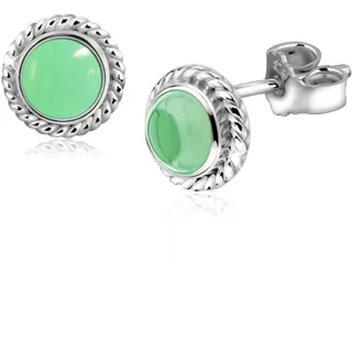 Nenalina Paar Ohrstecker »Ohrringe Grüner Achat Geburtsstein Mai Trend 925 Silber«, silberfarben