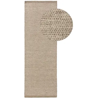 benuta pure Wollteppich Rocco Taupe 80x250 cm - Naturfaserteppich aus Wolle,