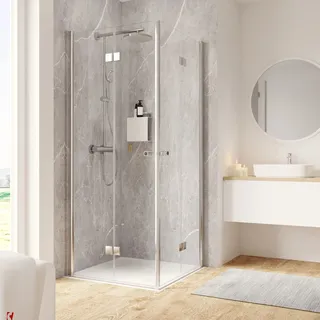 Schulte Garant 2.0 Drehfalttür-Eckeinstieg 200 x 90 cm Klarglas