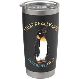 Ich mag Pinguine einfach wirklich Ok Animals Lover Emperor Penguin Doppelwandiger Edelstahl-Thermobecher