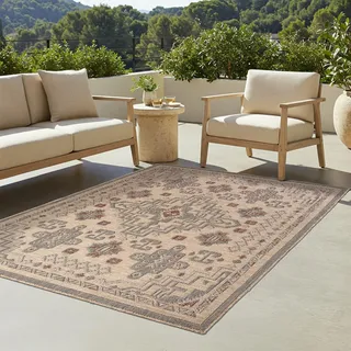 Tapiso Teppich YUCANA Outdoor Beige Balkon UV-beständig 140 x 200 cm - Beige