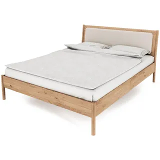 byoak Bett MIT Polsterkopfteil INA 100x220 Wildeiche , Holz , Kerneiche , 100x220 cm , Schlafzimmer, Betten