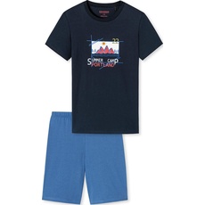 Schiesser Jungen Kurzer Schlafanzug - Organic Cotton (Ll) Pyjamaset , dunkelblau, 140