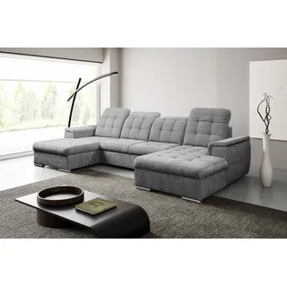 werk2 "Napoli zeitlos, elegant, bequem, Breite 330cm, U-Form", verstellbare Kopfteile, mit Schlaffunktion und Bettkasten,