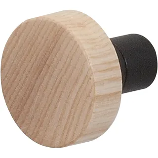 Tiger Sem Haken, Handtuchhaken aus Einer Kombination aus Edelstahl und Holz, Farbe: Schwarz/Eiche, Wandhaken zum Schrauben