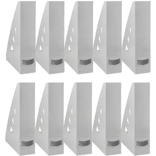 OFFICER PRODUCTS Stehsammler Modernes Design/ 10 Stück / A4 - Farbe: Grau/Hart-Kunststoff/Durchbrochen/Schreibtisch-Organizer für Zeitschriften/Bruchsicher, 21215521-10