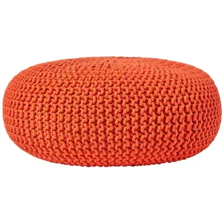 Homescapes Strick-Pouf Textil 70 x 23 x 70 cm Orange