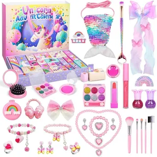 Adventskalender Kosmetik Mädchen 2024 Weihnachtskalender 24 Schmuck Schminke Beautykalender Ab 3-12 Jahre