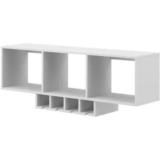 Vicco Weinglasregal Vin Weiß mit Glashalter , Holzwerkstoff , 7 Fächer , Rechteckig , 90x22x32.5 cm , Weinregale