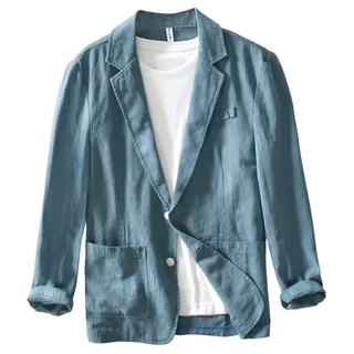 Icegrey Sakko Herren Baumwoll Leinen Schalkragen Anzugjacke | Regular Fit 2 Knopf Jacke für Hochzeit Freizeit