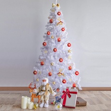 Uten Tannenbaum Weiß Künstlich Weihnachtsbaum 150cm mit Metallständer, Weihnachtsdeko Innen Aussen, Geschenkidee