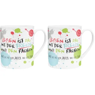 H:)PPY life XL-Tasse Motiv Freude | Große Tasse aus Porzellan, Jumbo-Tasse, 60 cl, Tasse mit Spruch | Geschenk, Freund, Freundin | 45358 (Packung mit 2)