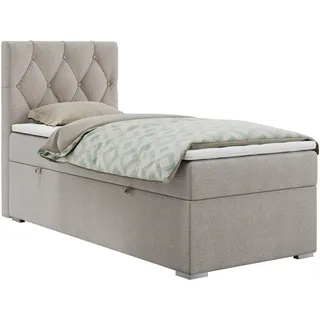 MKS Meble Einzelbett mit Bettkasten, jungenbetten 90 cm, Boxspringbett - Alda - links - Beige - H3 - Beige